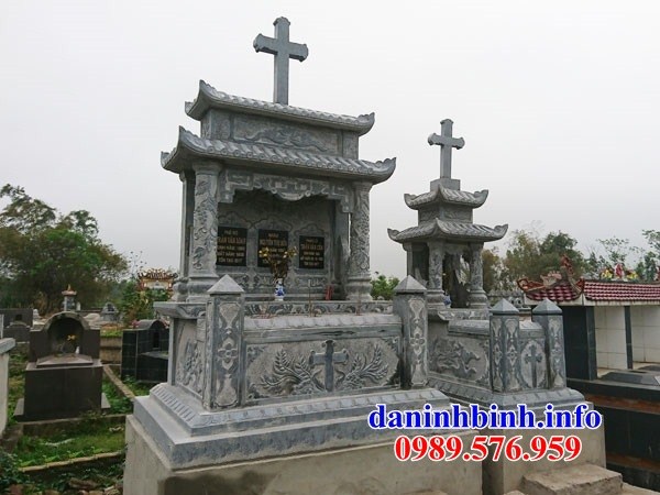 mộ đôi công giáo đạo thiên chúa kích thước đẹp bằng đá cất để tro hài cốt hỏa táng bán tại Quảng Trị
