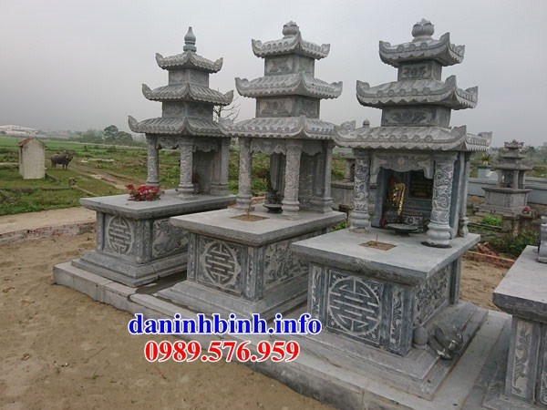 Hình ảnh mộ đôi ba mái bằng đá cất để tro hài cốt hỏa táng đẹp tại Đắk Nông