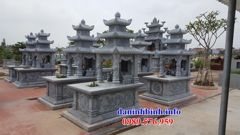 Lăng mộ ba mái bằng đá xanh cất để tro hài cốt hỏa táng đẹp tại Đồng Tháp