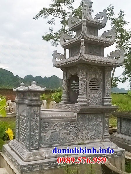Lăng mộ ba mái để hài cốt bằng đá điêu khắc rồng phượng bán tại Vĩnh Long