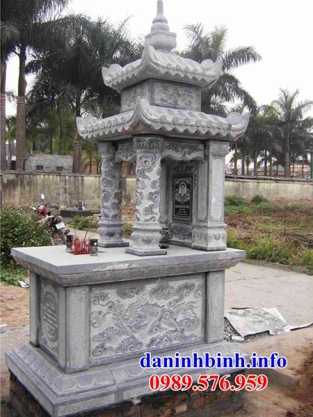 Lăng mộ hai mái bằng đá đá mỹ nghệ điêu khắc long phụng đẹp tại Đồng Tháp