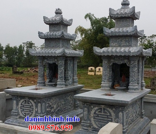 Lăng mộ đôi ba mái bằng đá xanh tự nhiên bán tại Ninh Bình