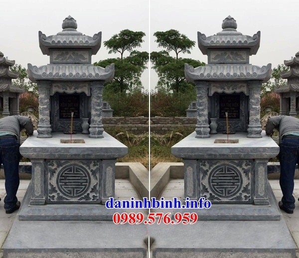 Lăng mộ đôi hai mái bằng đá nguyên khối Ninh Bình bán tại Tuyên Quang