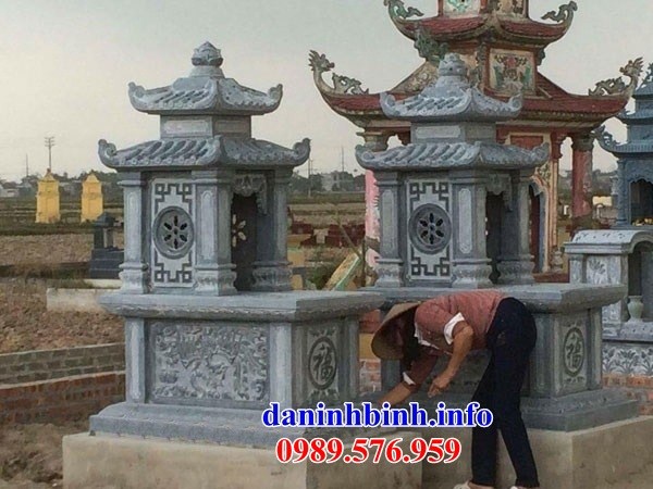 Lăng mộ đôi hai mái bằng đá nguyên khối thiết kế hiện đại bán tại Tuyên Quang