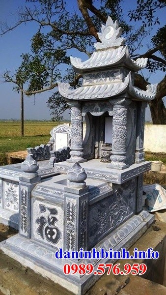 Lăng mộ đôi hai mái bằng đá đá mỹ nghệ kích thước chuẩn phong thủy đẹp tại Đồng Tháp