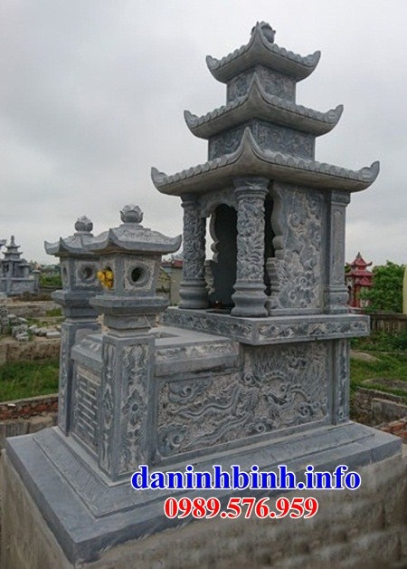 Mẫu mộ ba mái bằng đá chạm khắc hoa văn tinh xảo đẹp bán tại Lâm Đồng