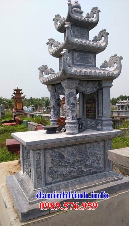 Mẫu mộ ba mái bằng đá tự nhiên kích thước đẹp bán tại Hòa Bình