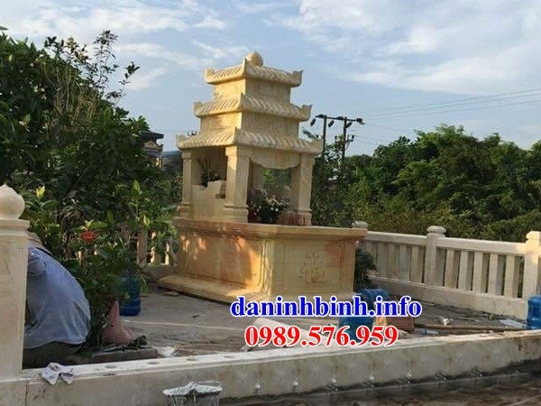 Mẫu mộ ba mái bằng đá vàng cao cấp đẹp tại Thừa Thiên Huế