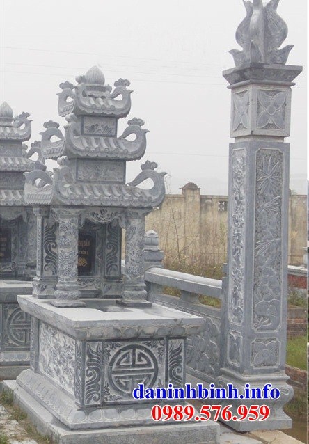 Mẫu mộ ba mái bằng đá xanh tự nhiên bán tại Hòa Bình