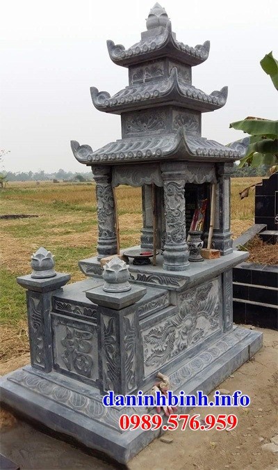 Mẫu mộ ba mái bằng đá điêu khắc rồng phượng đẹp tại Thừa Thiên Huế