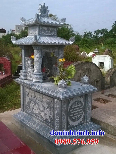 Mẫu mộ hai mái bằng đá chạm trổ tứ quý đẹp bán tại Điện Biên