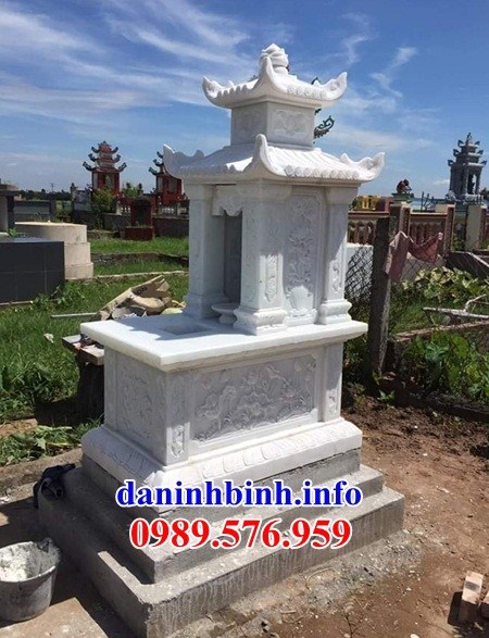 Mẫu mộ hai mái bằng đá trắng cao cấp đẹp bán tại Điện Biên