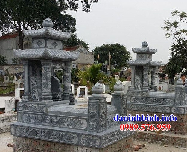 Mẫu mộ hai mái bằng đá xanh nguyên khối bán tại Đắk Lắk