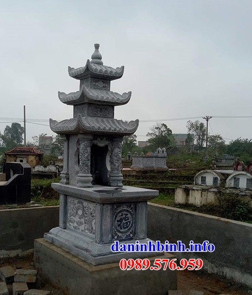 Mẫu mộ đơn ba mái bằng đá xanh Thanh Hóa bán tại Hậu Giang