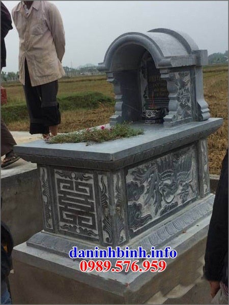 Mẫu mộ đơn một mái bằng đá điêu khắc rồng phượng bán tại Thái Nguyên