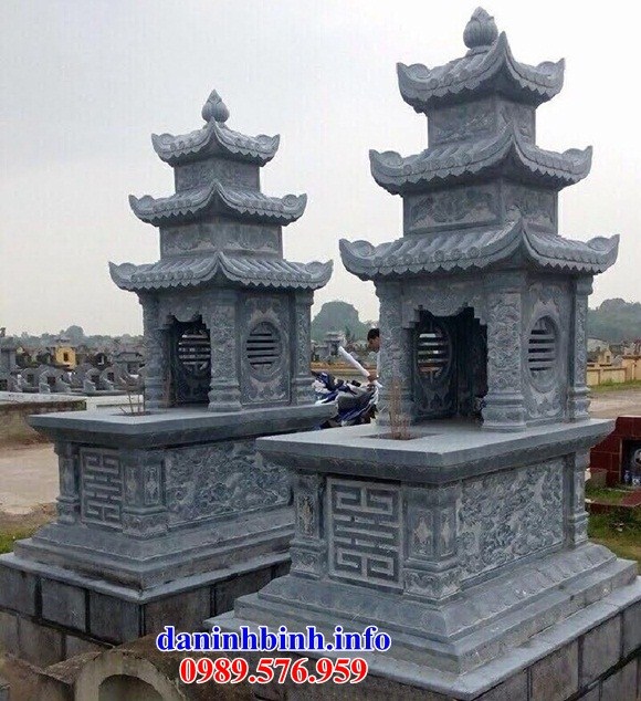 Mộ đôi ba mái cất tro cốt bằng đá xanh nguyên khối bán tại Tiền Giang