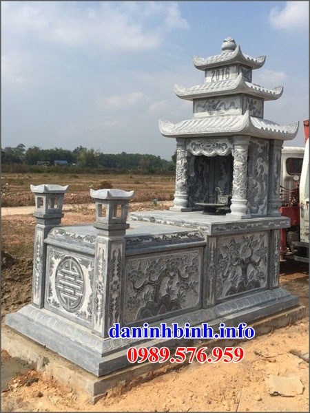 Xây lắp mộ ba mái bằng đá chạm trổ tứ quý đẹp tại Quảng Trị