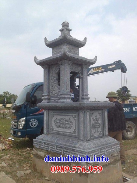 Xây lắp mộ hai mái bằng đá khối tự nhiên đẹp tại Hòa Bình