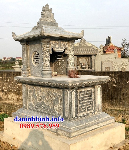 Xây lắp mộ một mái bằng đá chạm khắc hoa văn tinh xảo bán tại Thái Bình