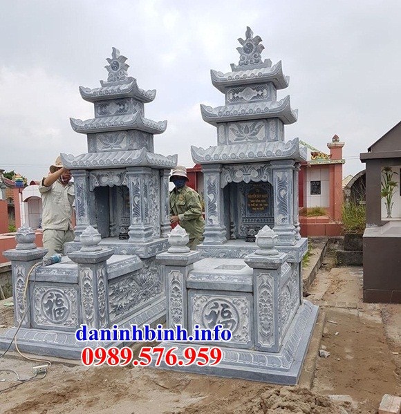 Xây lắp mộ đôi ba mái bằng đá xanh Thanh Hóa đẹp tại Quảng Trị