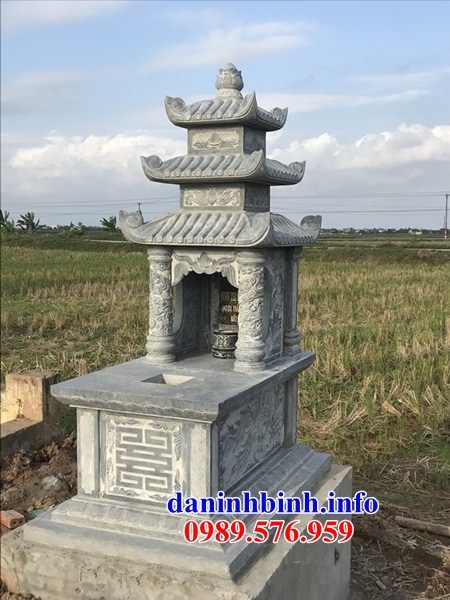 mộ ba mái kích thước đẹp bằng đá xanh nguyên khối bán tại Trà Vinh