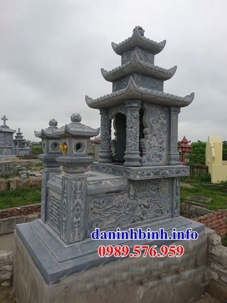 mộ ba mái thiết kế đẹp bằng đá chạm khắc hoa văn tinh xảo bán tại Quảng Bình