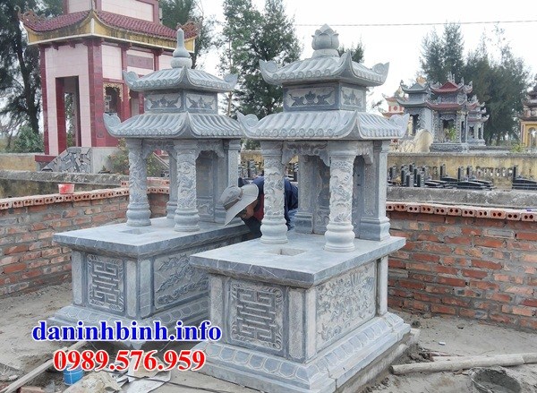 mộ đôi hai mái kích thước đẹp bằng đá tự nhiên nguyên khối bán tại Bình Phước