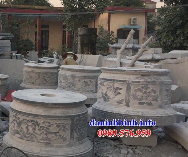 Lăng mộ tròn khu nghĩa trang gia đình dòng họ bằng đá chạm khắc hoa văn tinh xảo đẹp bán tại Hà Tĩnh