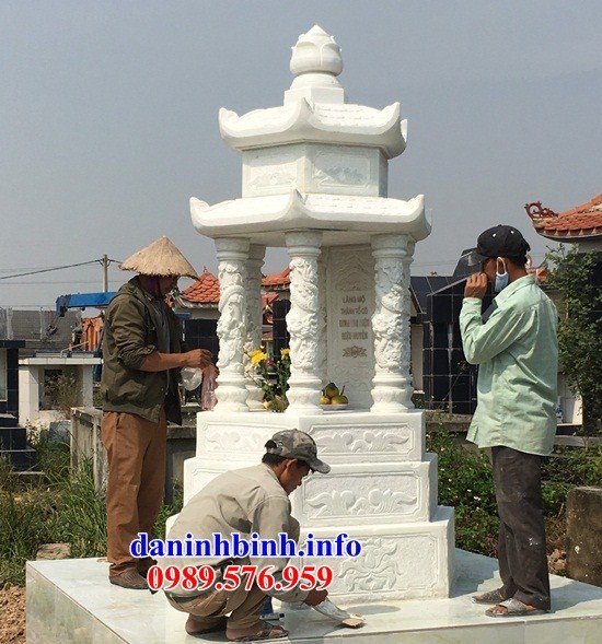 Lăng mộ tròn khu nghĩa trang gia đình dòng họ bằng đá trắng cao cấp Ninh Bình tại Phú Thọ