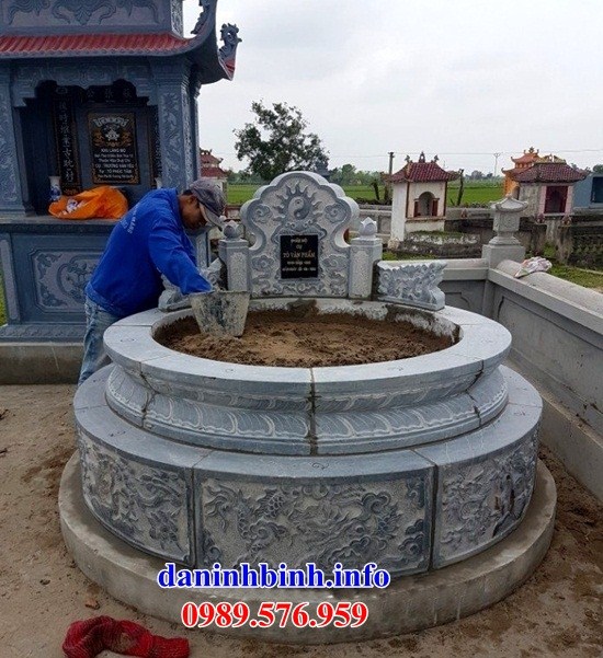 Lăng mộ tròn khu nghĩa trang gia đình dòng họ bằng đá điêu khắc rồng bán sẵn tại Ninh Thuận