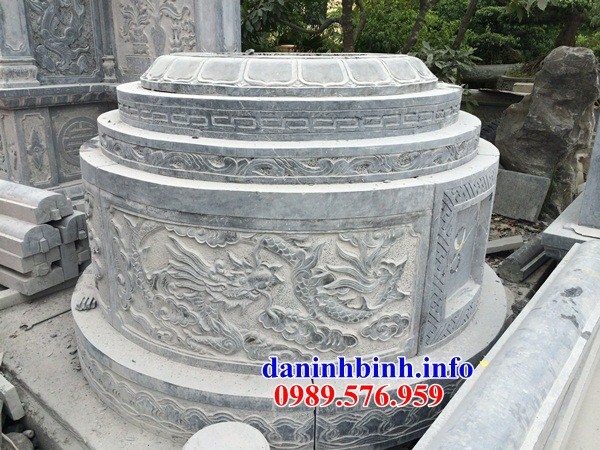 Lăng mộ tròn tam cấp bằng đá tự nhiên điêu khắc rồng tại Lâm Đồng