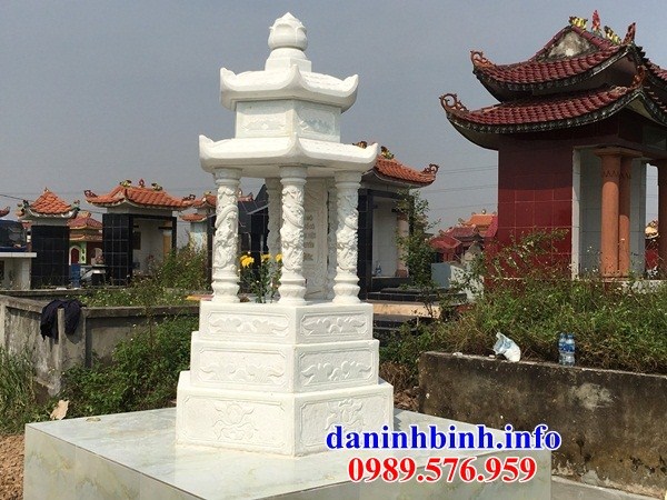 Mẫu lăng mộ tròn bằng đá trắng cao cấp đẹp tại Bắc Giang