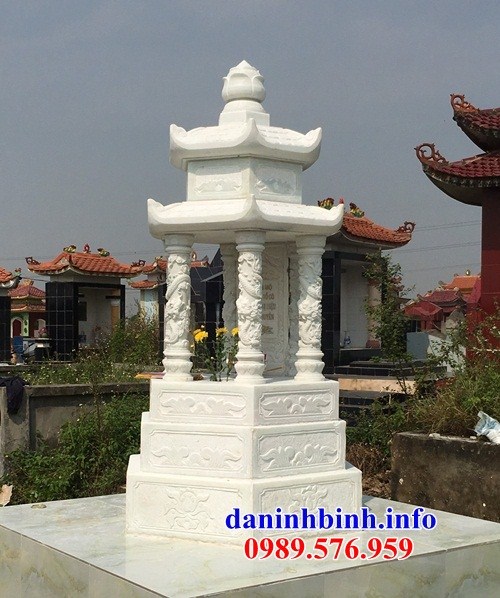 Mẫu mộ bát giác lục lặng khu nghĩa trang gia đình dòng họ bằng đá trắng cao cấp bán sẵn tại Quảng Ninh
