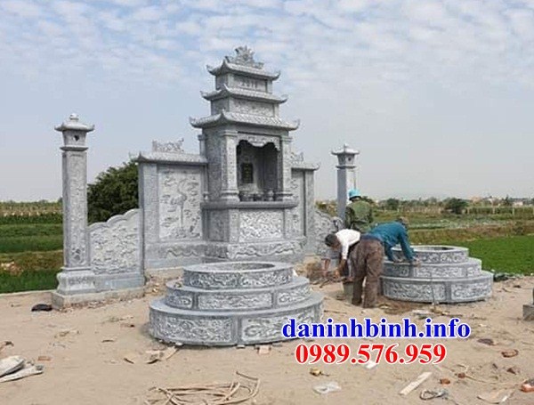 Mẫu mộ hình tròn bằng đá xanh nguyên khối bán tại Hà Nội