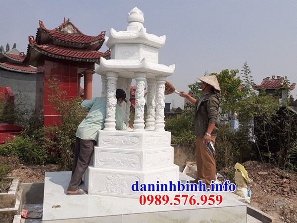 Mẫu mộ lục lăng bát giác bằng đá trắng cao cấp đẹp bán tại Hà Nội