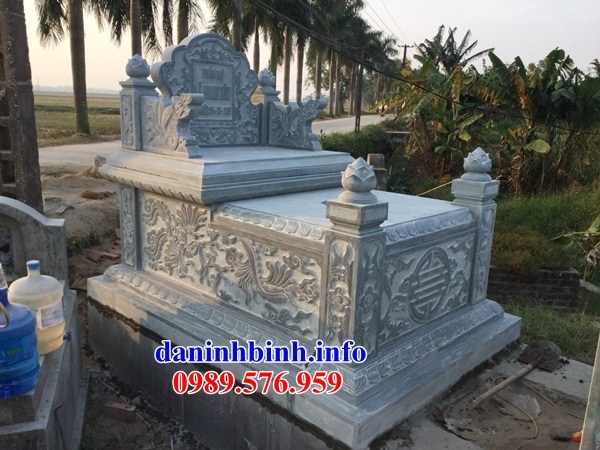 Mẫu mộ tam sơn không mái bằng đá điêu khắc long phụng đẹp tại Bạc Liêu