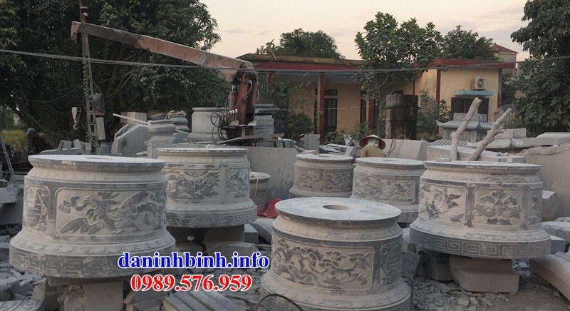 Mẫu mộ tròn khu nghĩa trang gia đình dòng họ bằng đá khối tự nhiên bán tại Thừa Thiên Huế