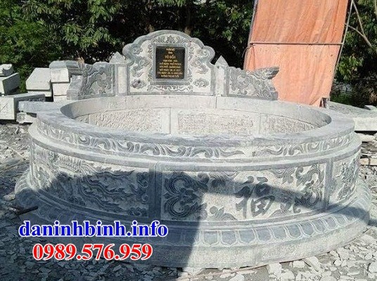 Mẫu mộ tròn khu nghĩa trang gia đình dòng họ bằng đá mỹ nghệ tự nhiên nguyên khối tại Lai Châu