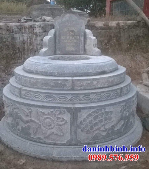 Mẫu mộ tròn kích thước phong thủy bằng đá chạm trổ tứ quý tại Cà Mau