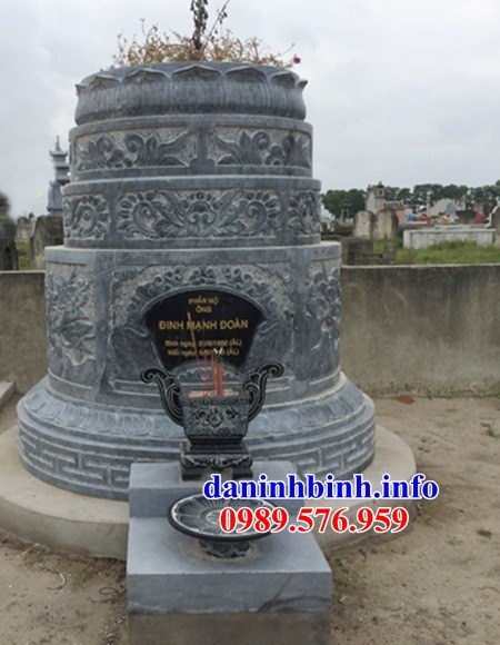Mẫu mộ tròn tam cấp bằng đá chạm khắc hoa văn tinh xảo đẹp nhất Việt Nam tại Hòa Bình