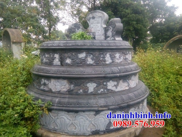 Mẫu mộ tròn tam cấp bằng đá cất để tro hài cốt hỏa táng bán sẵn tại Hà Nam