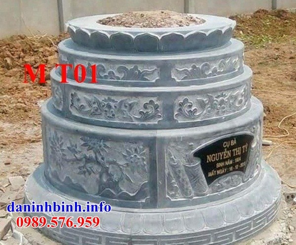 Mẫu mộ tròn tam cấp bằng đá xanh Thanh Hóa bán sẵn tại Hà Nam