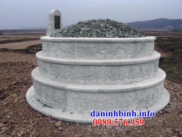 Mẫu mộ tròn tam cấp bằng đá điêu khắc rồng đẹp bán tại Cần Thơ