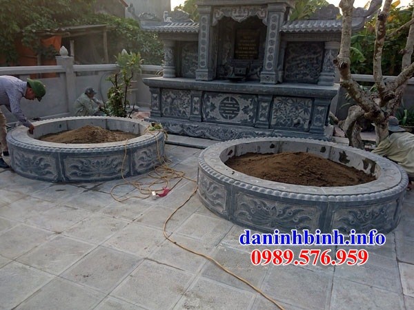 Mẫu mộ tròn thiết kế đẹp bằng đá cất để tro hài cốt hỏa táng tại Vĩnh Long