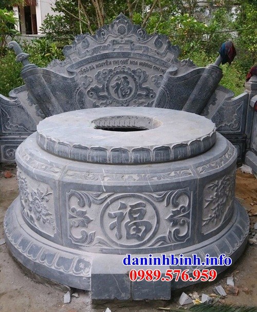 Mẫu mộ tròn thiết kế đẹp bằng đá xanh Thanh Hóa tại Vĩnh Long