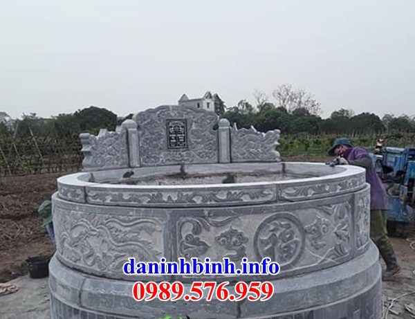 Mẫu mộ tròn thiết kế đẹp bằng đá điêu khắc rồng tại Vĩnh Long