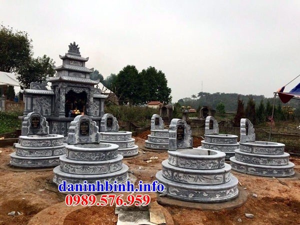 Mẫu mộ tròn xây sẵn tam cấp bằng đá thiết kế đẹp tại Tiền Giang