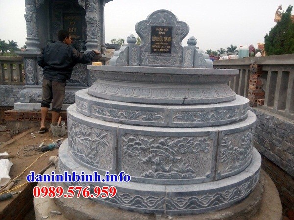 Mẫu mộ tổ tròn khu nghĩa trang gia đình dòng họ bằng đá chạm trổ tứ quý đẹp nhất Việt Nam tại Hòa Bình