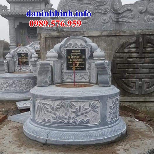 Mẫu mộ tổ tròn khu nghĩa trang gia đình dòng họ bằng đá nguyên khối chạm trổ tứ quý tại Đắk Nông