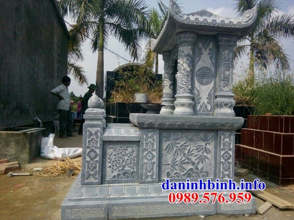 Mẫu mộ đơn một mái bằng đá chạm khắc hoa văn tinh xảo bán tại Vĩnh Long